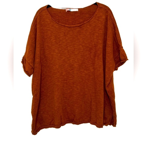 FP BEACH Winnie Oversized Sweater Tee Sz S Bran Boxy Oversized Linen Blend - Picture 2 of 9